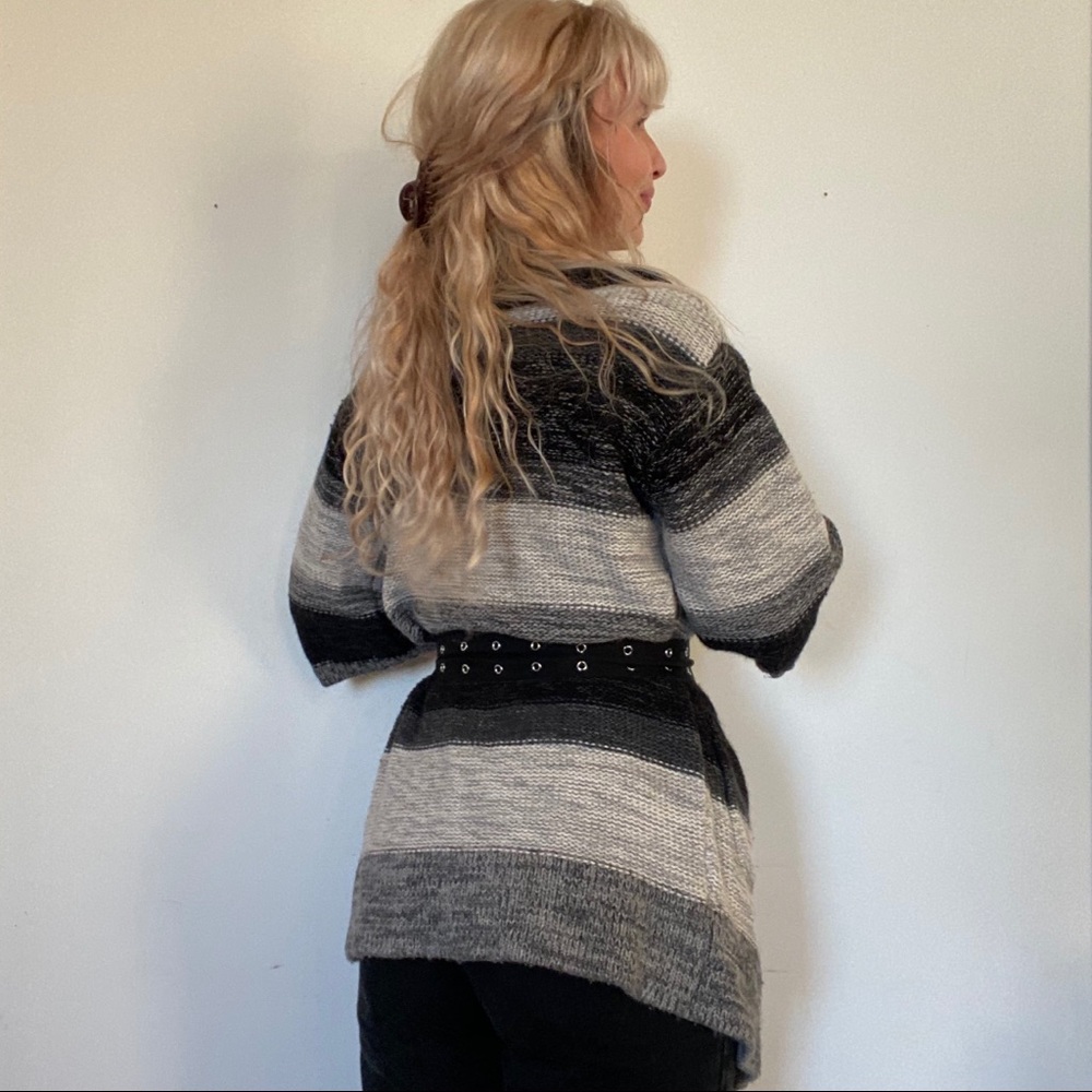 Black n white striped Karen Millen long cardigan